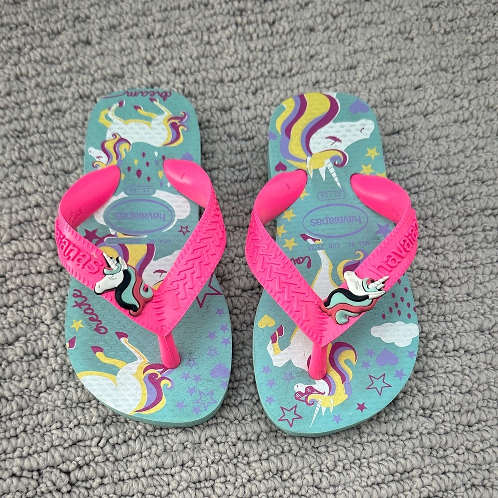 Havaianas Kids Unicorn Sandals - Pink and Blue